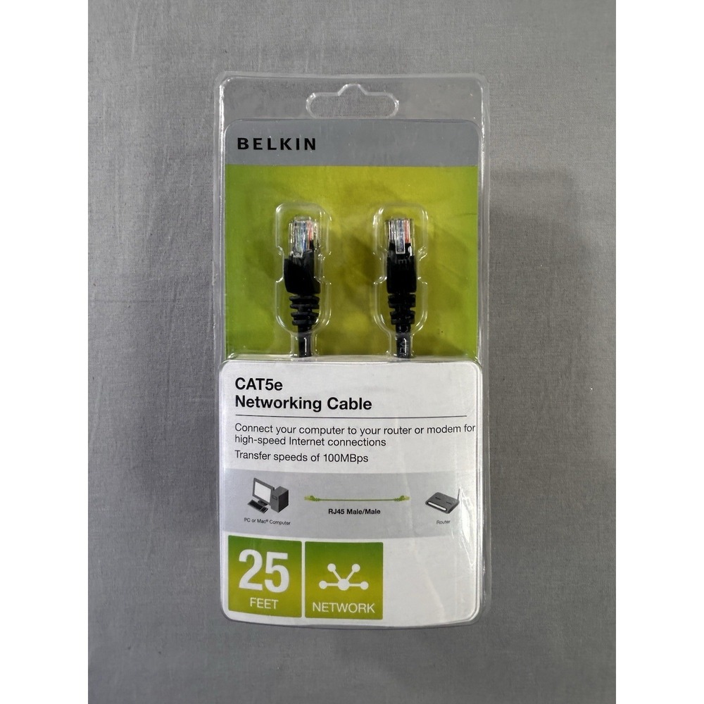 Belkin CAT5e 25 Foot Networking Cable‎ Packaging Has Wear NEW